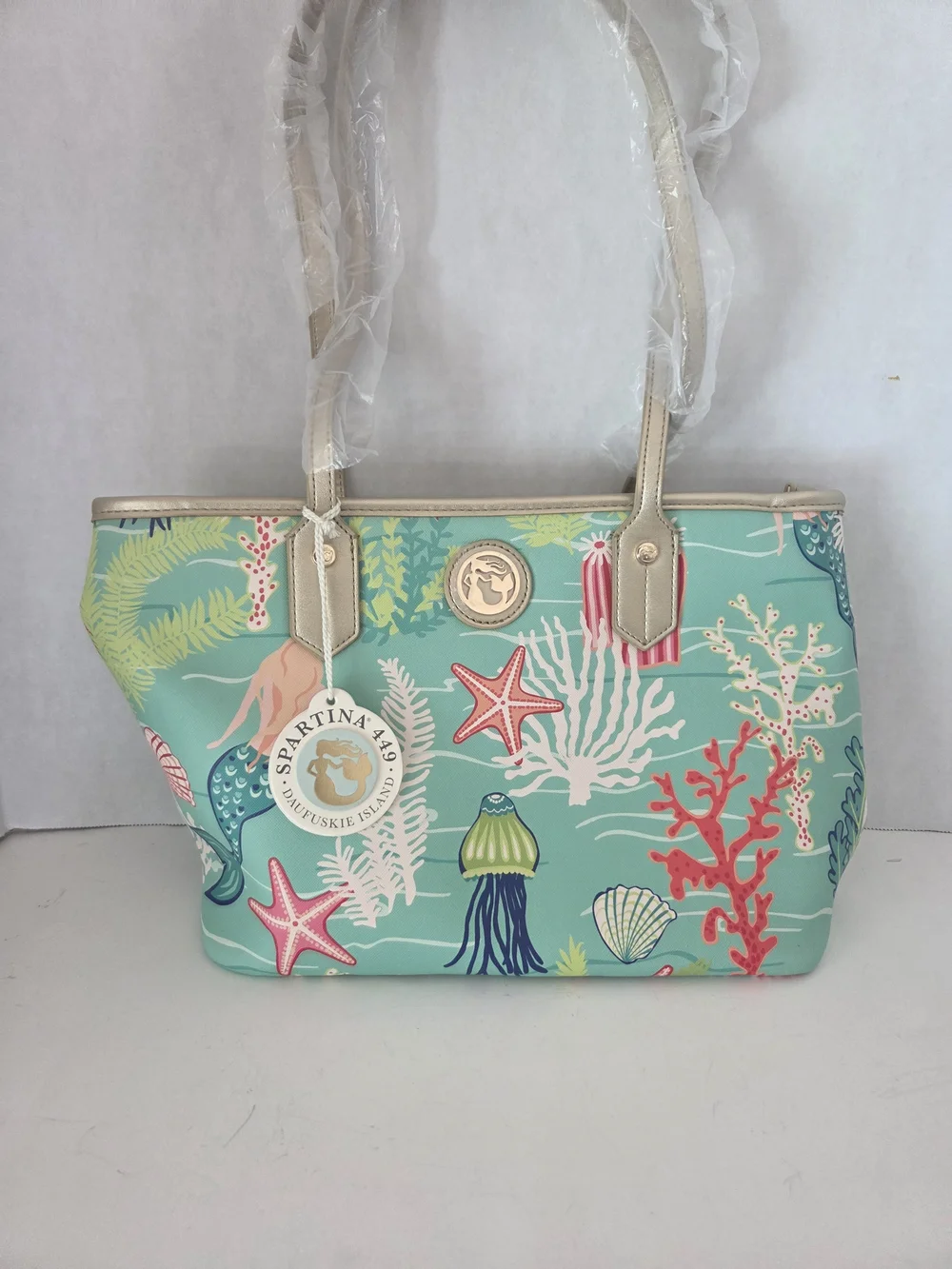 NWT. Spartina 449 Golden Mermaid Medium Tote - Picture 2 of 7